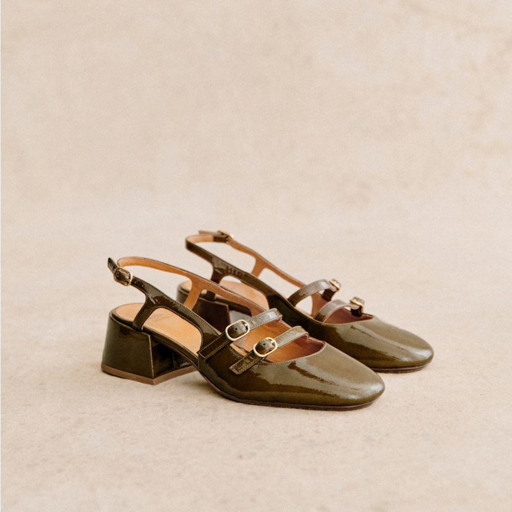 Sezane Paula Babies in Olive Patent